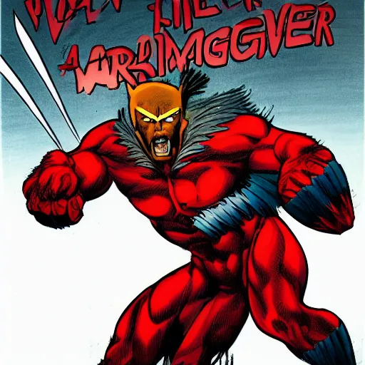 Image similar to illustration Guardian from alpha flight against wolverine by marvel comics