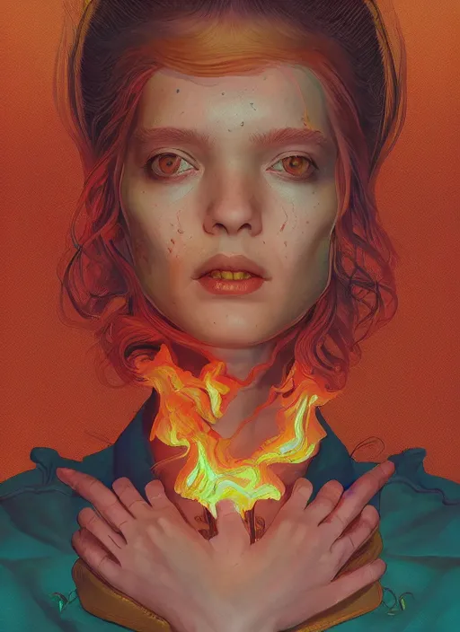 Image similar to portrait made of fire :: by Martine Johanna and Simon Stålenhag and Chie Yoshii and wlop and Guillermo del toro :: ornate, dynamic, particulate, rich colors, elegant, centered, artstation, smooth, sharp focus, octane render, 3d