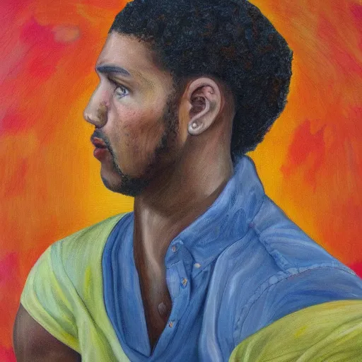 Prompt: a highly detailed painting of a mixed man