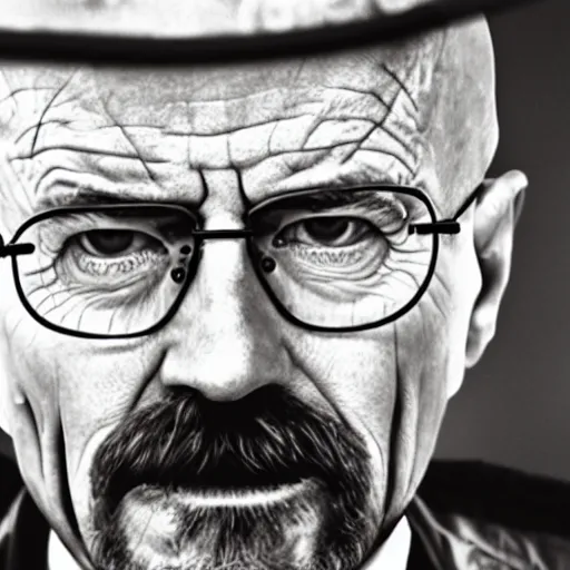 Image similar to walter white face sitting on chair photo by annie leibovitz 8 0 mm lens bokeh