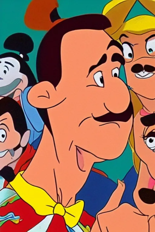 Image similar to portrait of gigachad, screenshot of an animated film by walt disney, 1 9 9 8