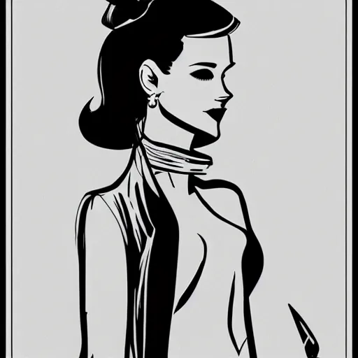 Prompt: elegant lady, lineart, Chris Samnee