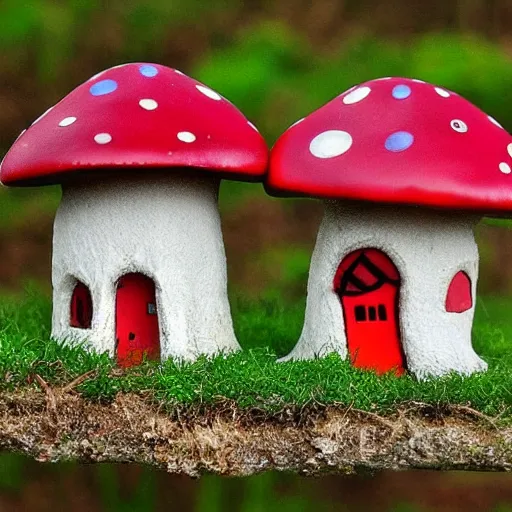 Prompt: faires and a little mushroom house