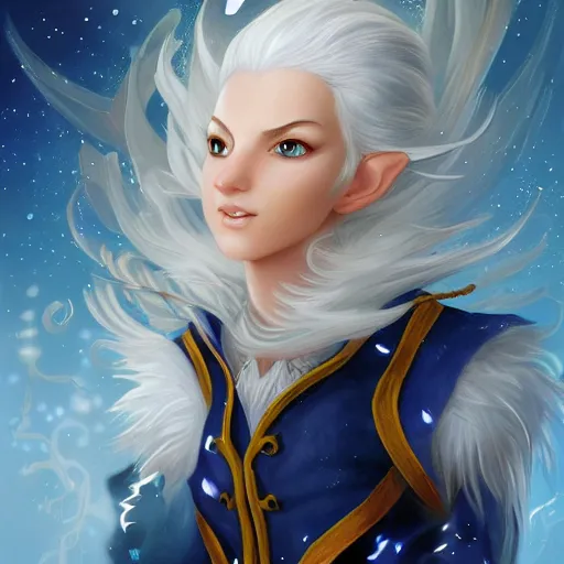 Prompt: Beautiful white haired fair skinned scholar elves with scroll and lightning background, realism, digital painting, detailed artwork, portrait, mythical, artstation