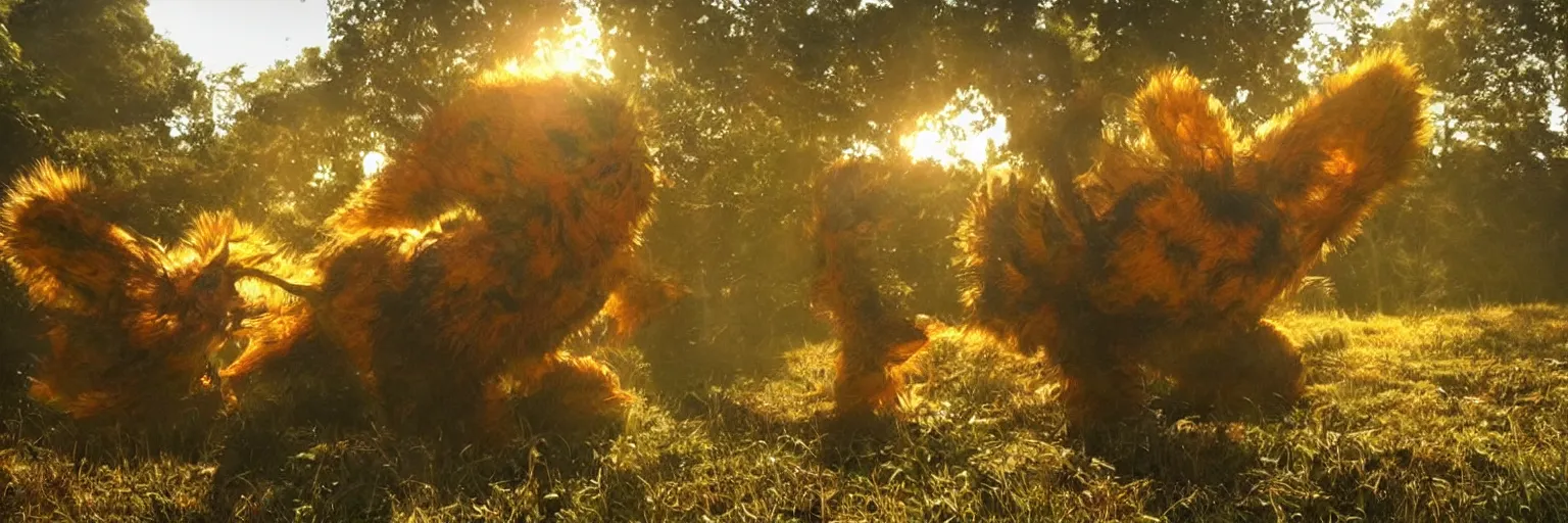 Image similar to photo of real life pokemons, creepy!!!, scaly!!!, gritty!!!, menacing!!!, evil, ultra realistic, gritty, golden hour, volumetric lighting, sharp focus