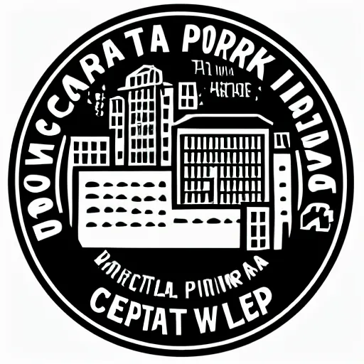 Image similar to “logo for Central Pork, pig, weeds, tall building”