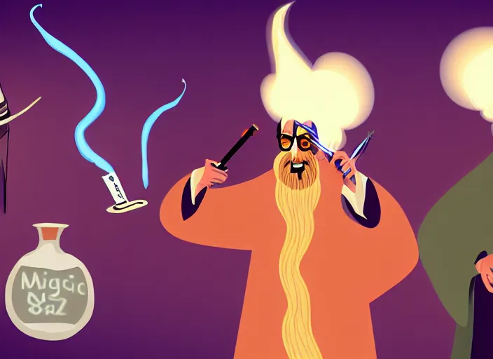 Prompt: yos written in smokes + wizard doing magic