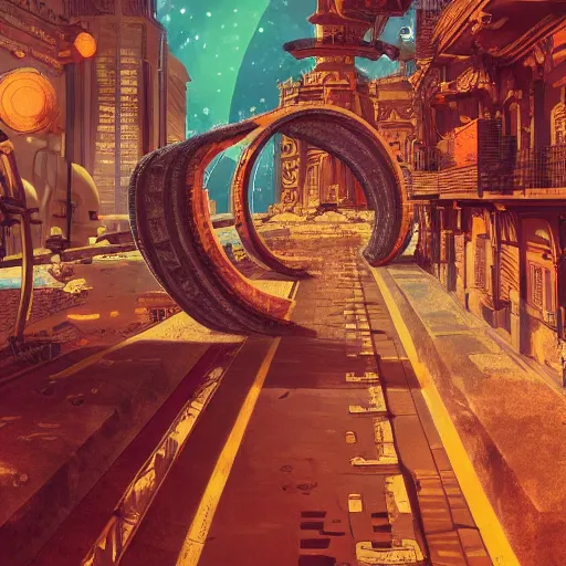 Image similar to astronaughts exploring a city on mars, retro, 1 9 2 0's sci - fi, deep aesthetic colors, 8 k, highly ornate intricate details, extreme detail,