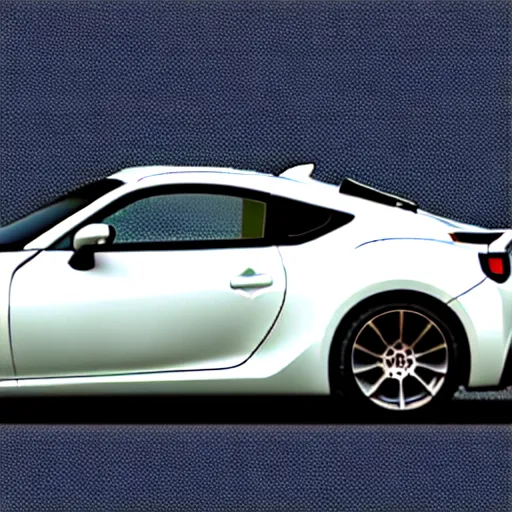 Prompt: “ side profile view pixel art of a 2 0 1 6 scion fr - s in oceanic blue, show the full car, solid white background ”