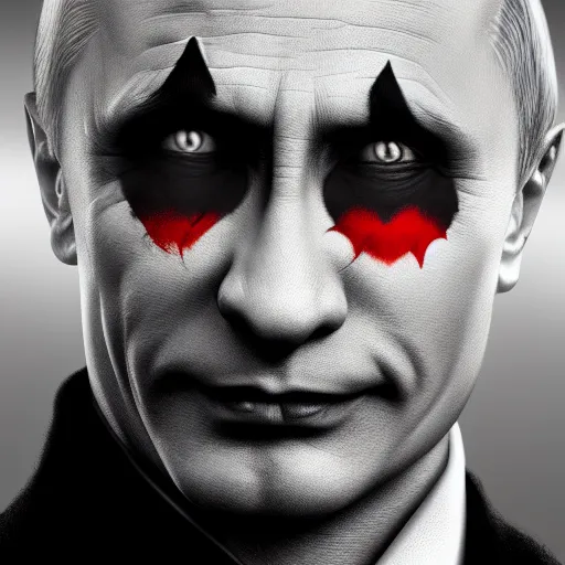 Prompt: Vladimir Putin is The Joker, hyperdetailed, artstation, cgsociety, 8k