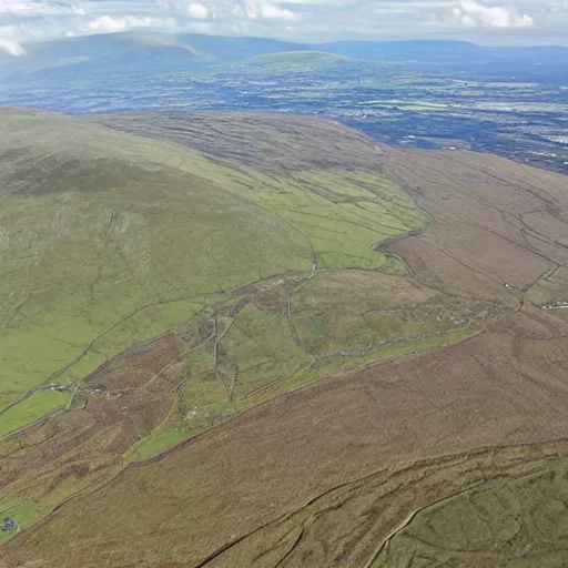 Prompt: mourne mountains aerial view