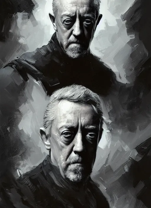 Image similar to Portrait of Alec Guinness, marvel comics, dark, intricate, highly detailed, smooth, artstation, digital illustration by Ruan Jia and Mandy Jurgens and Artgerm and Wayne Barlowe and Greg Rutkowski and Frank Frazetta