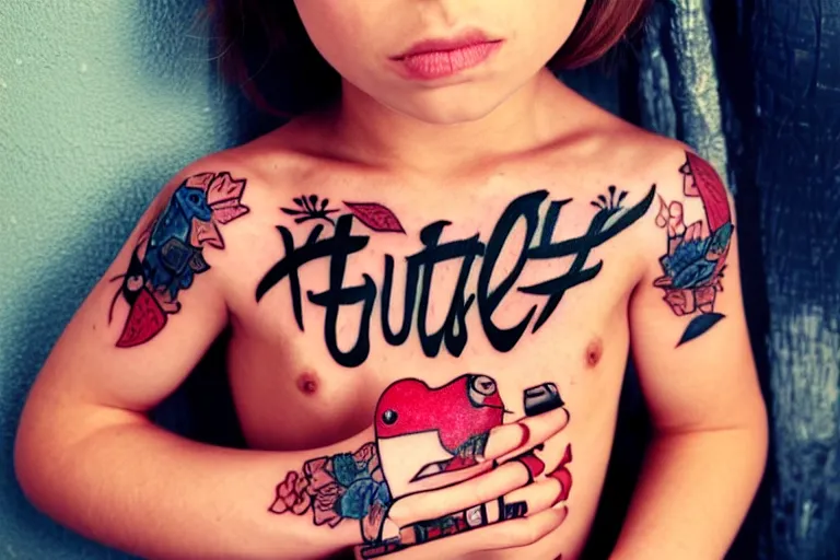 Image similar to thug life children tatoos