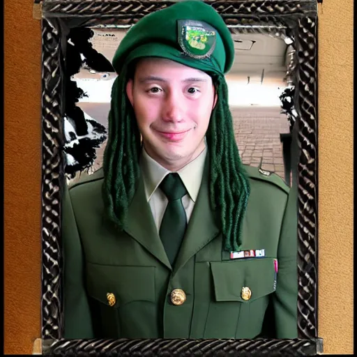 Prompt: professional photo of cthulhu - man in military beret