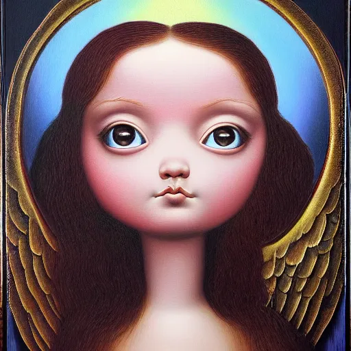 Prompt: Angel painting by Mark Ryden and Todd Schorr highly detailed