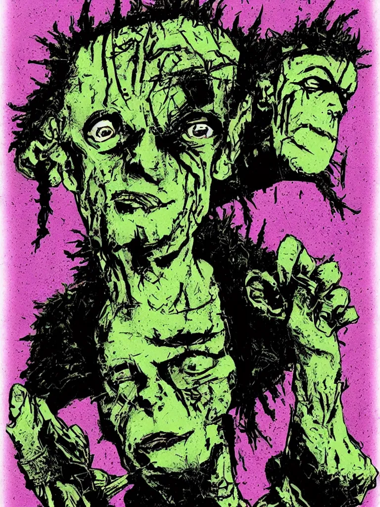 Image similar to a Punk rock Frankenstein