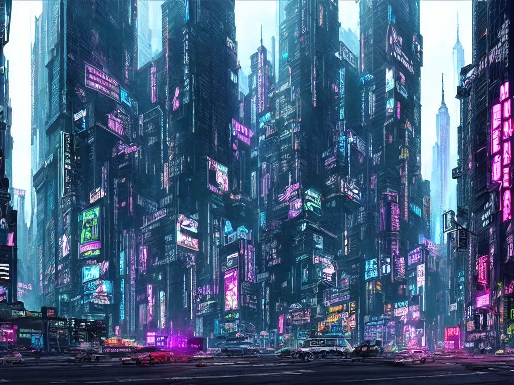 Prompt: Cyberpunk New York city, photorealistic, hyperdetailed