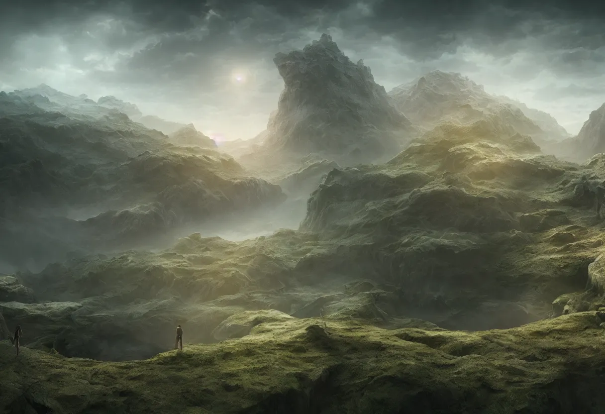 Image similar to landscape of human mind and imagination, matte painting, beautiful render, octane render, concept art