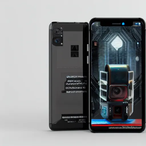 Image similar to cyberpunk smartphone with camera lens attached to it, ultra detailed, octane render, product photo