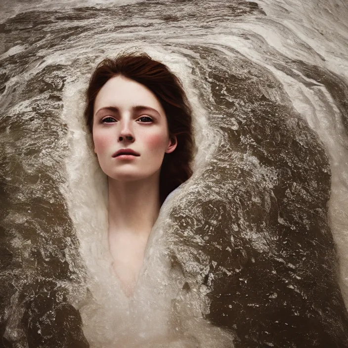 Image similar to Kodak Portra 400, 8K,ARTSTATION, CarolineGariba, soft light, volumetric lighting, highly detailed, britt marling style 3/4 ,portrait photo Close-up portrait photography of a beautiful woman how pre-Raphaelites, the face emerges from Pamukkale, thermal waters flowing down white travertine terraces, inspired by Ophelia paint ,and hair are intricate with highly detailed realistic beautiful flowers , Realistic, Refined, Highly Detailed, interstellar outdoor soft pastel lighting colors scheme, outdoor fine art photography, Hyper realistic, photo realistic