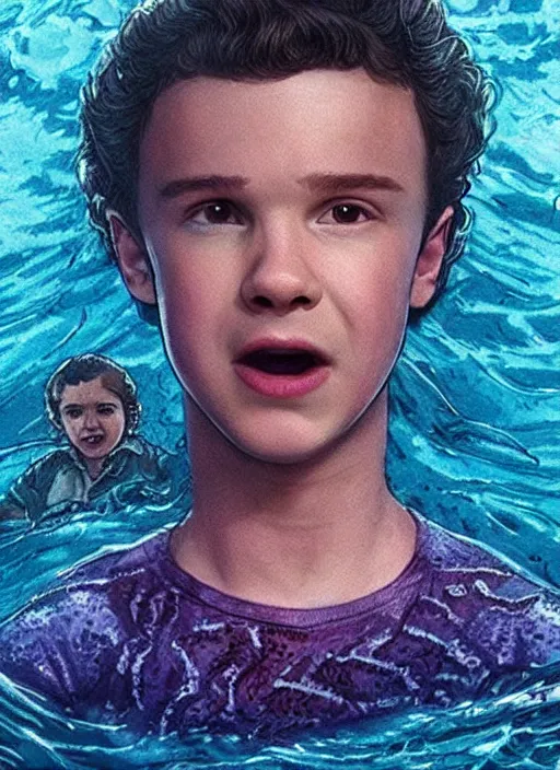 Prompt: Eddie from Stranger Things as a mermaid