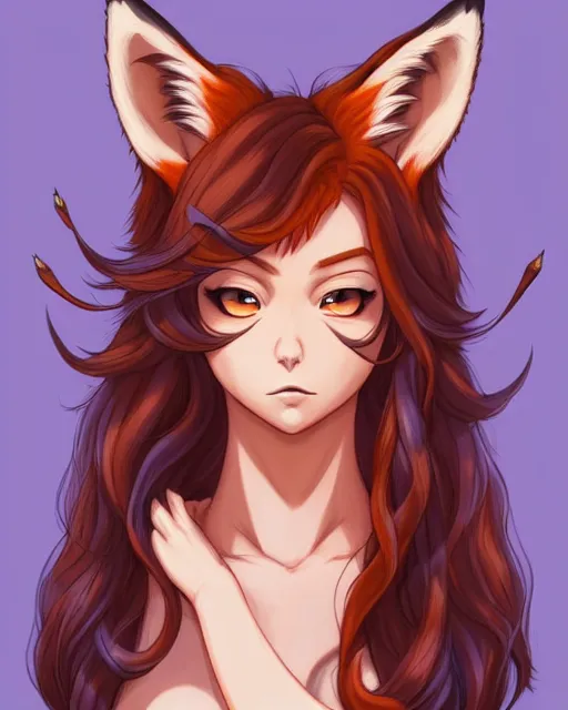 Prompt: fullbody portrait of wild half - fox woman with fox nose and ears, wearing summer jeans shorts and tshirt, anime art, concept art, detailed attractive face with fox nose and fox mouth, symmetrical, trending on pixiv, by lois van baarle by akira toriyama artgerm style pascal blanche and magali villeneuve