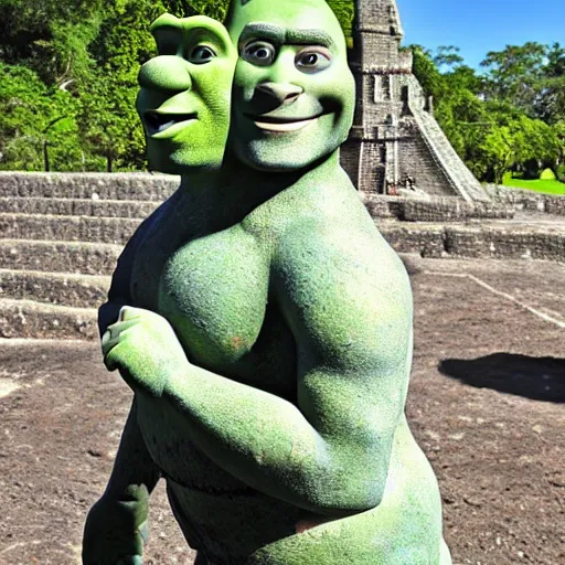 Image similar to shrek mayan statue