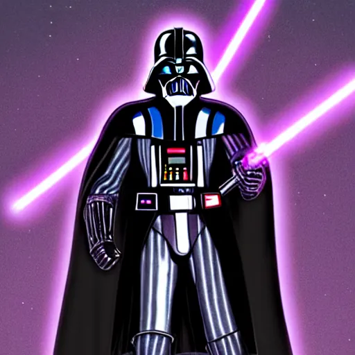 Prompt: darth vader with white armor and a purple lightsaber