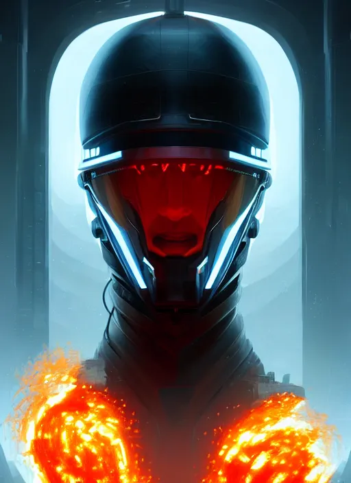 Prompt: symmetry!! portrait of a male character hehta, cyberpunk helmet, sci - fi, on fire, glowing lights!! intricate, elegant, highly detailed, digital painting, artstation, smooth, sharp focus, illustration, art by greg rutkowski