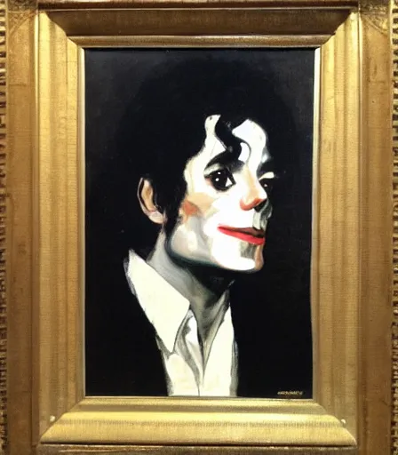 Prompt: portrait of michael jackson by george bellows, high quality, high detail
