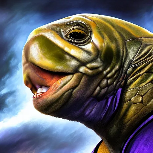Image similar to kobe bryant kissing a giant turtle in heaven, photorealistic, side view, amazing digital art, amazing detail, fantasy art, artstatiom, cgsociety, epic art