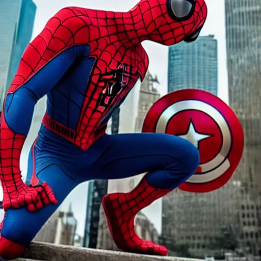 Image similar to spiderman as captain america,