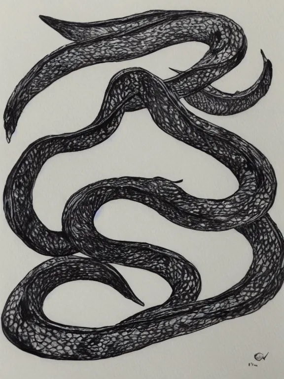 Prompt: eel, on musk, ink painting