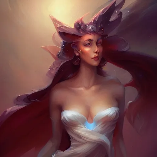 Prompt: a beautiful woman from angelarium by pete mohrbacher and artgerm and wlop, digital art, highly detailed, fantasy style, mystical, Trending on Artstation HQ, deviantart, unreal engine, 4K UHD image