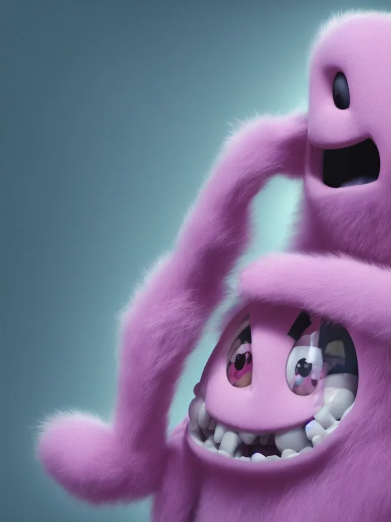 Prompt: “realistic pinkie the ghost from pac man rendered in 3d, fuzzy, furry, pixar, ultradetailed, octane render, epic”