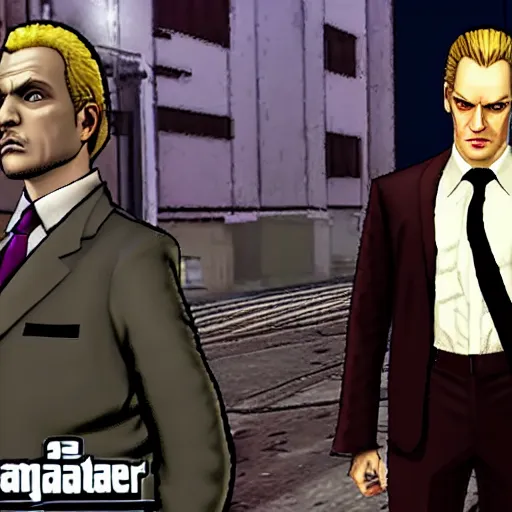 Prompt: Kira Yoshikage in GTA 4 loading screen