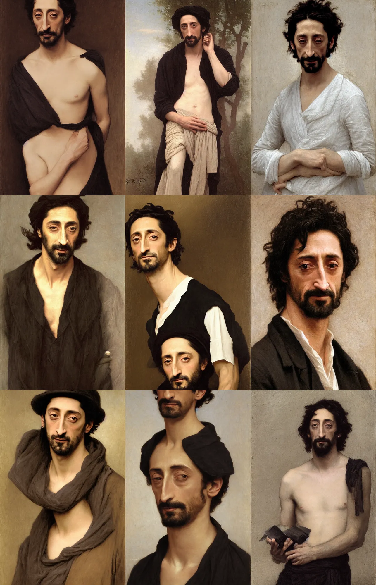 Image similar to portrait of adrien brody by william bouguereau