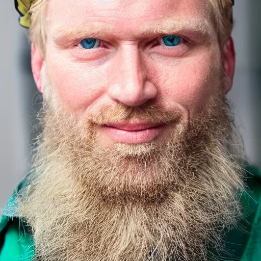 Prompt: close up of face of average looking 5 0 year old anglo saxon blond man with a blond beard and blond mutton chops, short wavy blond hair, green eyes, 1 8 0 0 s soldier, portrait, 4 k