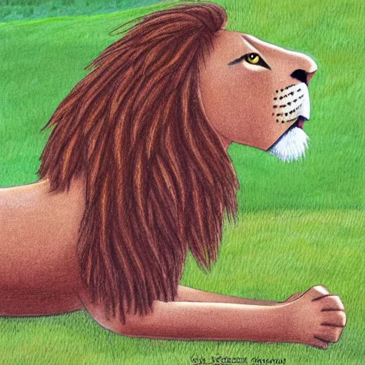 Prompt: a lion by axel scheffler