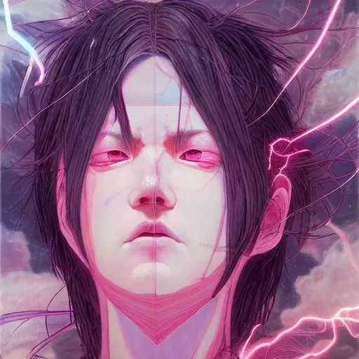 Image similar to prompt : pink lightning portrait soft light painted by james jean and katsuhiro otomo and erik jones, inspired by evangeleon anime, smooth face feature, intricate oil painting, high detail illustration, sharp high detail, manga and anime 1 9 9 9