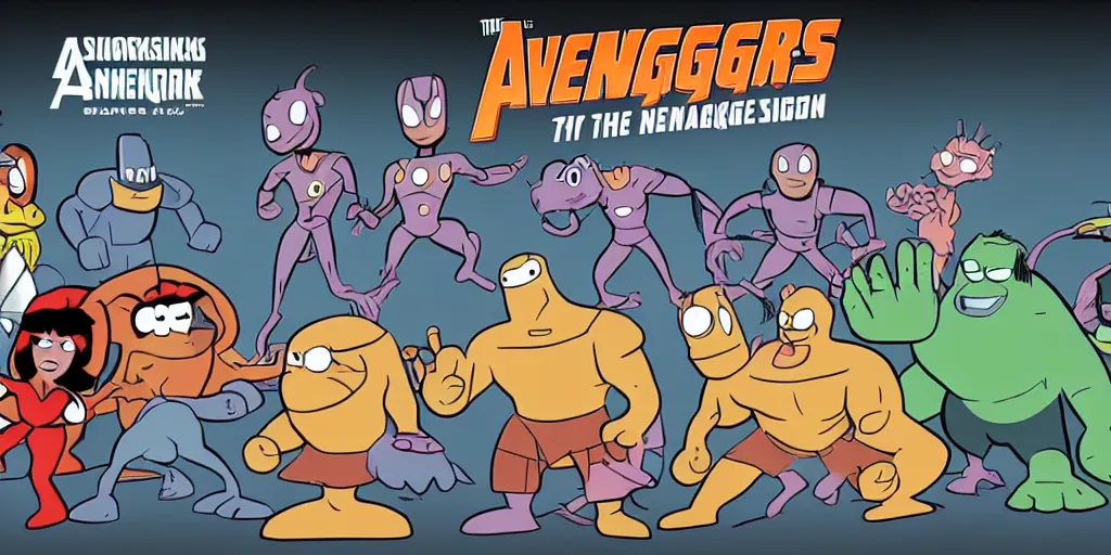 Image similar to the snorks in the avengers, animation, hanna barbera style