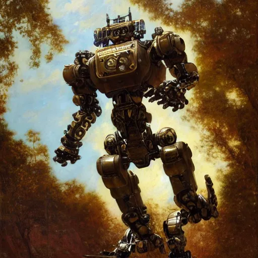 Image similar to highly detailed painting of a robotic humanoid gorilla mecha, painting by gaston bussiere, craig mullins, j. c. leyendecker, lights, art by ernst haeckel, john william godward, hammershøi, alex grey, dmt, symmetric, masterpiece details, hyper - detailed, hd, hdr, 4 k, 8 k