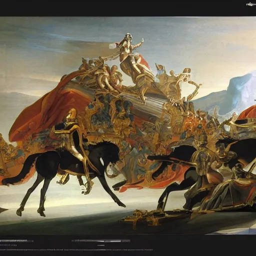 Image similar to sci-fi car dynamic organic forms and wall structure in the coronation of napoleon painting by Jacques-Louis David ceramic metal material shiny gloss water reflections search pinterest keyshot product render 4k