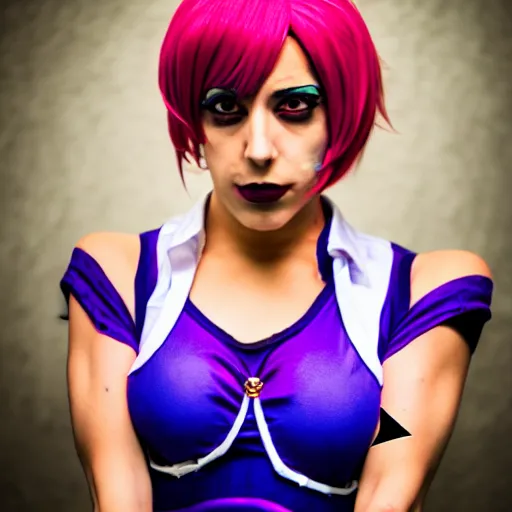 Image similar to photograph of a jolyne kujoh, cosplay, filmic, cinematographic