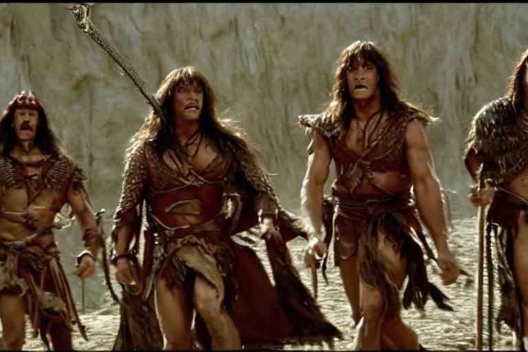 Image similar to A film still of Harry Potter in Conan the Barbarian, high detail