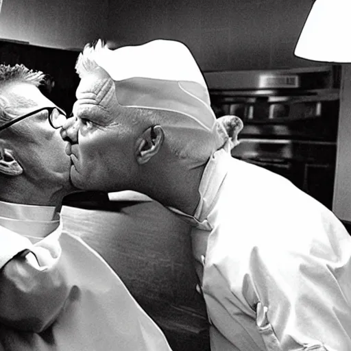 Image similar to Walter White kissing Gordon Ramsay