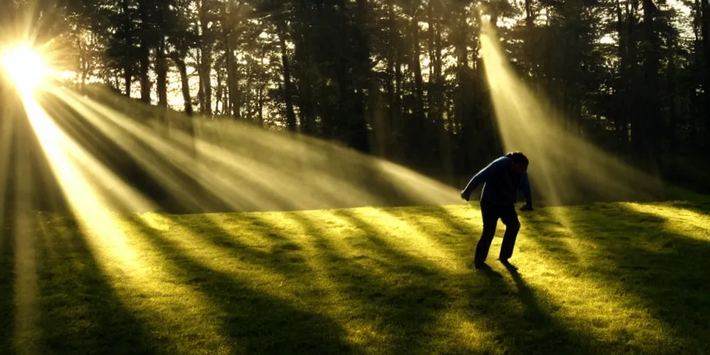 Image similar to a man falls down a sunbeam