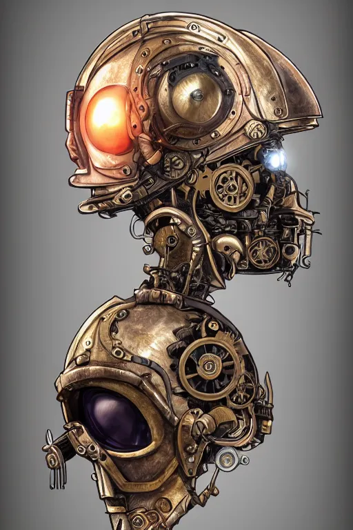 Image similar to steampunk helmet fantasy art mask robot ninja stylized digital illustration sharp focus, elegant intricate digital painting artstation concept art global illumination ray tracing advanced technology chaykin howard and campionpascale and cooke darwyn and davis jack