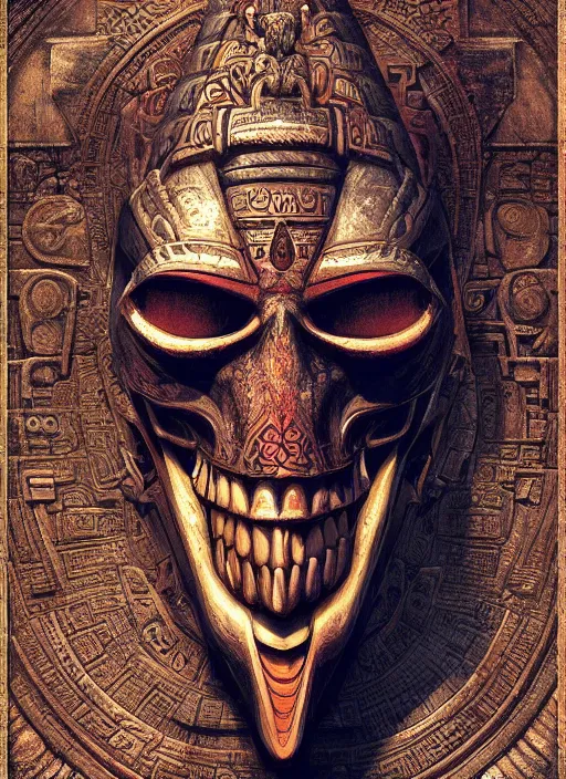 Image similar to digital _ painting _ of _ triangle head mayan god of death _ by _ filipe _ pagliuso _ and _ justin _ gerard _ symmetric _ fantasy _ highly _ detailed _ realistic _ intricate _ port