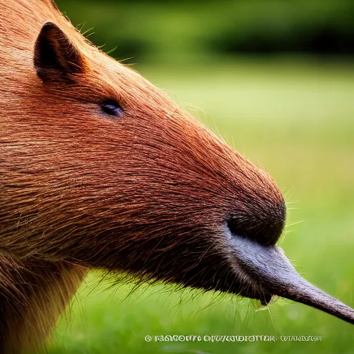 Image similar to a beautiful photo of a capybara chewing on a rtx 4 0 9 0 graphics card, eats a consumer gpu, wildlife photography, nvidia, kodak gold 2 0 0, depth of field, 2 5 mm f / 1. 7 asph lens, natural lighting, award - winning photo